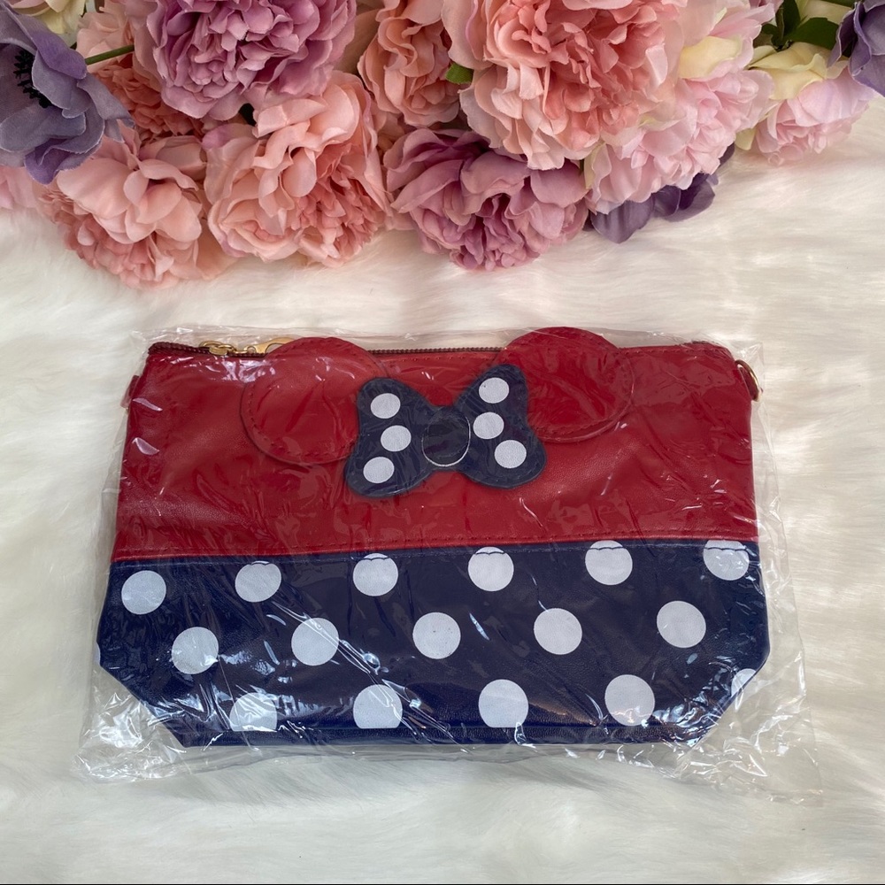 Minnie Mouse Blue & Red Makeup Cosmetic Bag - Picture 6 of 8